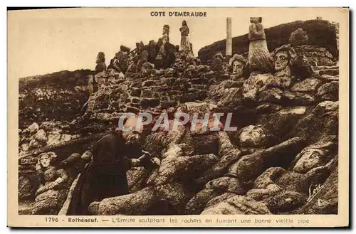 Cartes postales Rotheneuf L Ermite Sculptant les Rochers