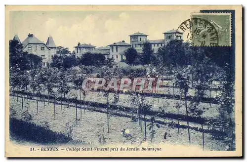 Cartes postales Rennes College Saint Vincent Pris du Jardin Botanique