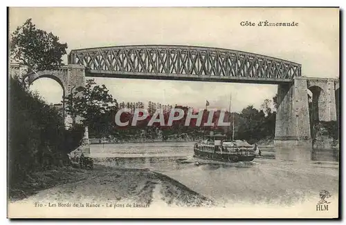 Cartes postales Cote d Emeraude LEs bords de la Rance Le pont de Lessart Bateau