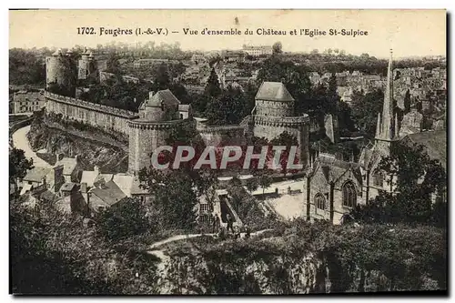 Cartes postales Fougeres Vue d Ensemble du Chateau et l Eglise St Sulpice