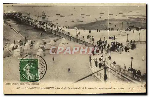 Cartes postales Cote D Argent Arcachon Moderne La Jetee Promenade et la Nouvel Emplacement des Tentes