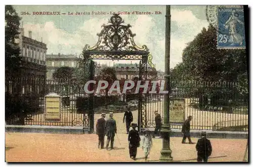 Cartes postales Bordeaux Le Jardin Public la grille d entree