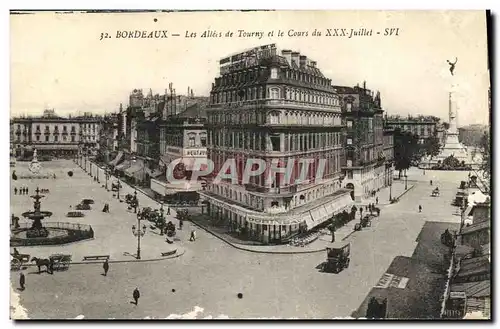 Cartes postales Bordeaux Le Cours du XXX Juillet et les allees de Tourny