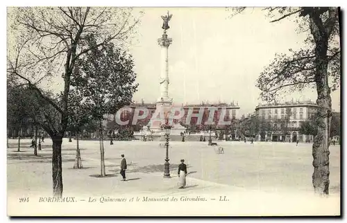 Cartes postales Bordeaux Les Quinconces et le monument des Girondins