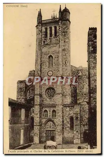 Cartes postales Condom Facade principale et clocher de la cathedrale St Pierre