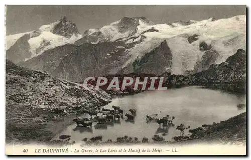 Cartes postales Le Dauphine La Grave le Lac Leris et le Massif de la Meije