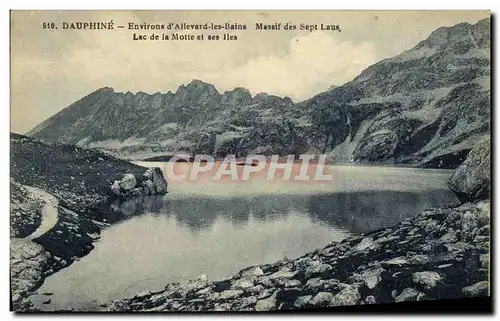 Ansichtskarte AK Dauphine Environs d Allevard les Bains Massif des Sept Laus Lac de la Motte et ses lles