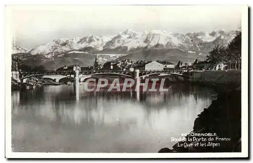 Cartes postales Grenoble Pont de la Porte de France Le Quai et les Alpes