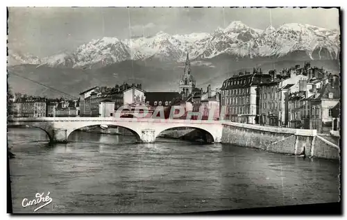 Cartes postales moderne Grenoble Pont de l Hopital et les Alpes