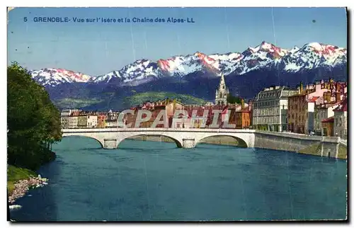 Cartes postales Grenoble Vue sur l lsere et la Chaine des Alpes