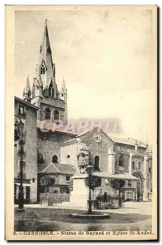 Cartes postales Grenoble Statue de Bayard et Eglise St Andre