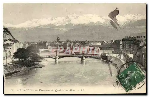 Ansichtskarte AK Grenoble Panorama des Quais et les Alpes