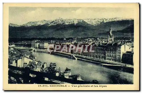 Cartes postales Grenoble Vue generale et les Alpes