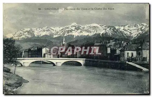 Cartes postales Grenoble Panorama des Quais et la Chains des Alpes