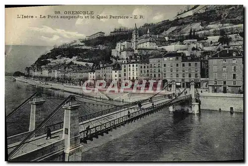 Ansichtskarte AK Grenoble L lsere Le Pont suspendu et le Quai Perriere