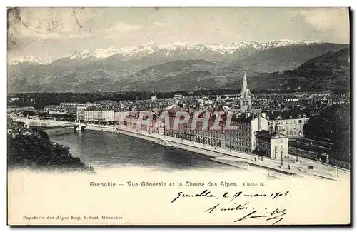 Cartes postales Grenoble Vue Generale et la Chaine des Alpes