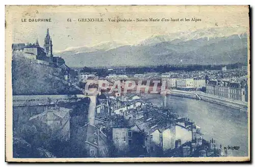 Cartes postales Le Dauphine Grenoble Vue generale Sainte Marie d en haut et les Alpes