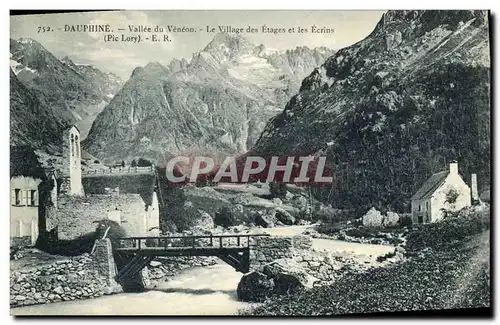 Cartes postales Dauphine Vallee du Veneon Le Village de Etages et les Ecrins