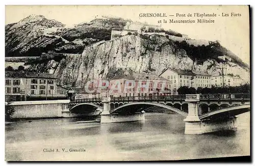 Cartes postales Grenoble Pont de l Esplanade Les Forts et la Manutention Militaire