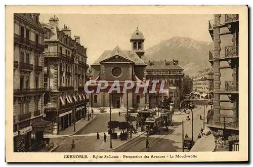 Cartes postales Grenoble Eglise St Louis Prespective des Avenues Le Moucherotte Tramway