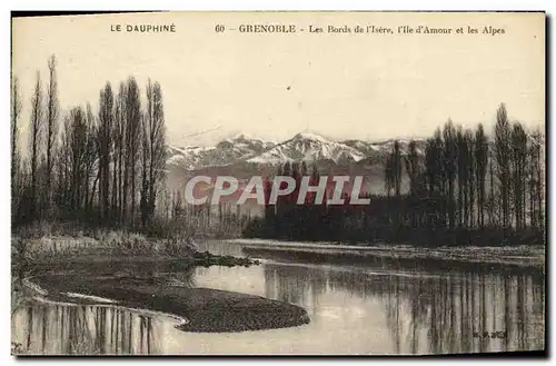 Cartes postales Grenoble Les Bords de l lsere l lle d amour et les Alpes