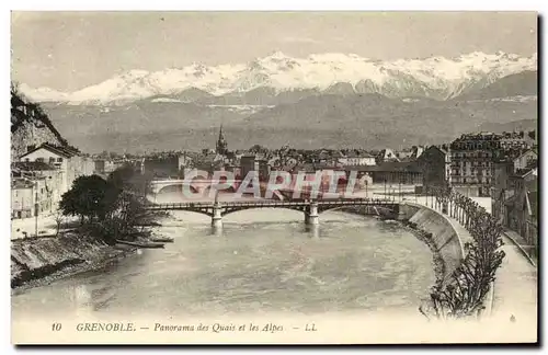 Ansichtskarte AK Grenoble Panorama des Quais et les Alpes