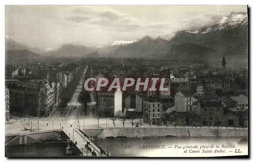 Cartes postales Grenoble Vue Generale Place de la Bastille et Cours Saint Andre