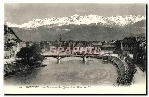 Ansichtskarte AK Grenoble Panorama des Quais et les Alpes