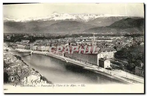 Cartes postales Grenoble Panorama des Quais et les Alpes