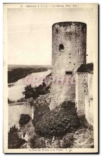 Ansichtskarte AK Chinon Le Chateau La tour du moulin et la Vienne