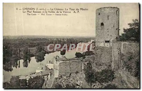 Ansichtskarte AK Chinon Le Chateau La Tour du Moulin Le mur Romain et la Vallee de la Vienne