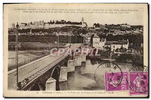 Cartes postales Chinon Le pont sur la Vienne et le chateau