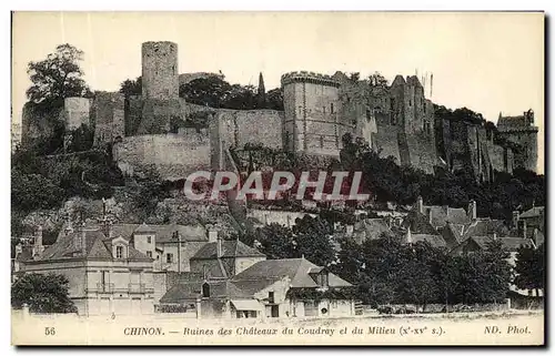 Ansichtskarte AK Chinon Ruines des Chateaux du Coudray et du Milieu