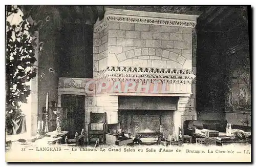 Cartes postales Langeais Le Chateau Le Grand Salon ou Salle d Anne de Bretagne La cheminee