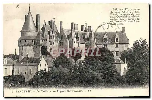 Cartes postales Langeais Le Chateau Facade Meridionale