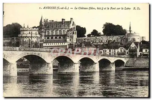 Cartes postales Amboise Le Chateau et le Pont sur la Loire