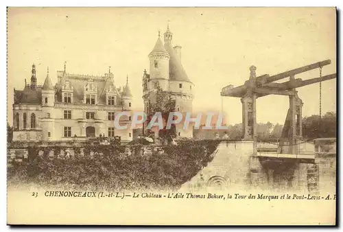 Cartes postales Chenonceaux Le Chateau L Aile Thomas Bohier La tour des AMrques et le pont levis