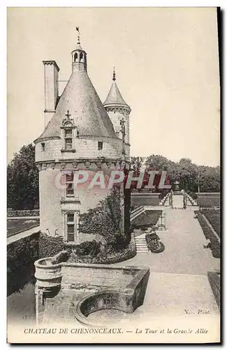 Cartes postales Chenonceaux La Tour et la Grande Allee