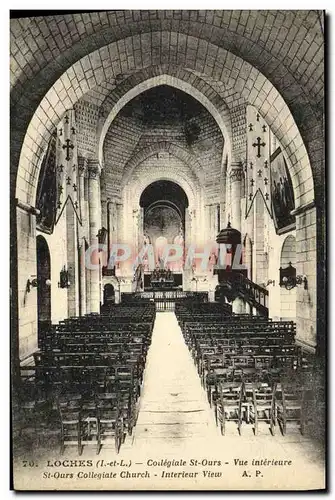 Cartes postales Loches Collegiale St Ours Vue Interieure