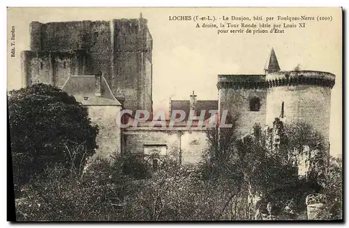 Ansichtskarte AK Loches Le Donjon Bati par Foulques Nerra La tour ronde batie par Louis XI prison d Etat