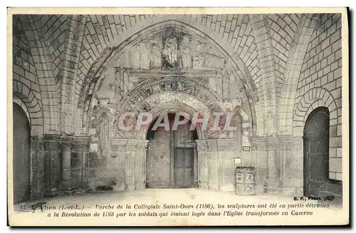 Ansichtskarte AK Loches Porche de la Collegiale Saint Ours