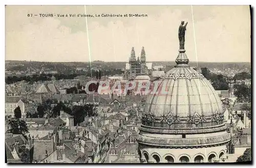 Cartes postales Tours Vue a Vol D Olseau La Cathedrale Et St Martin