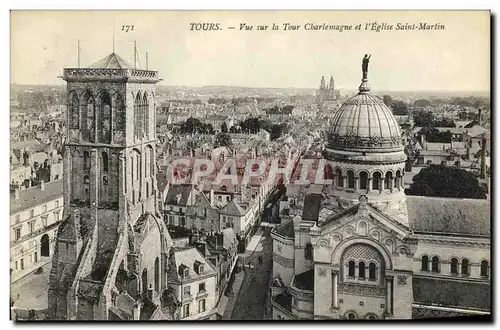 Cartes postales Tours Vue sur La Tour Charlemagne et l eglise St Martin