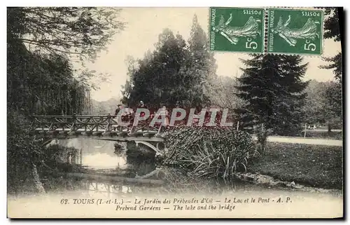 Ansichtskarte AK Tours Le Jardin des Prebendes d Oe Le lac et le pont