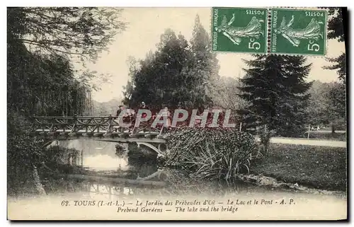 Cartes postales Tours Le Jardin des Prebendes d Oe Le lac et le pont