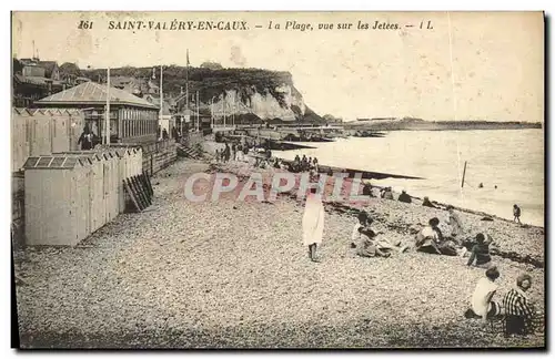 Cartes postales St Valery en Caux La Plage Vue Sur Les Jetees