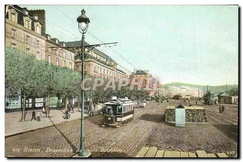 Cartes postales Rouen Perspective du cours Boieldieu Tramway