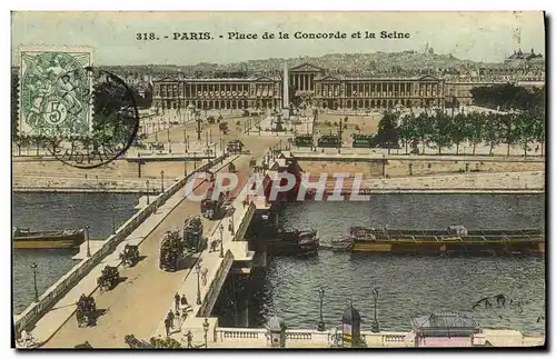 Cartes postales Paris Place de la Concorde et la Seine