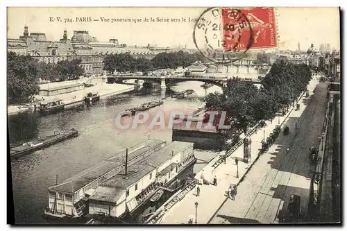 Cartes postales Paris Vue Panoramique de la Seine Vers le Louvre