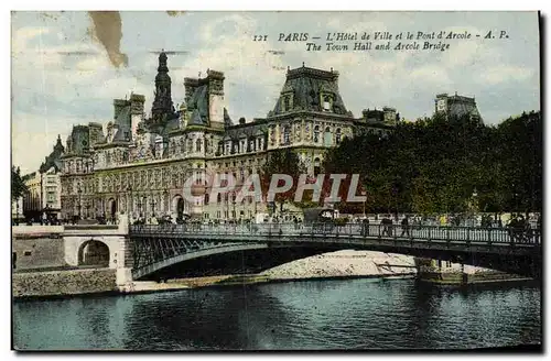 Cartes postales Paris L Hotel de Ville et le pont d Arcole